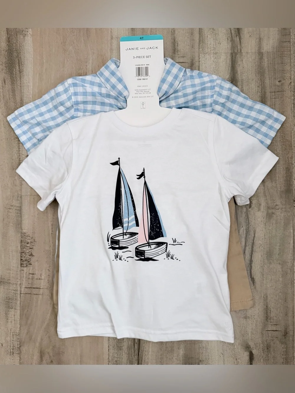 New Janie &Jack Kids Boys 3-Piece Tan Shorts Set Size 4T